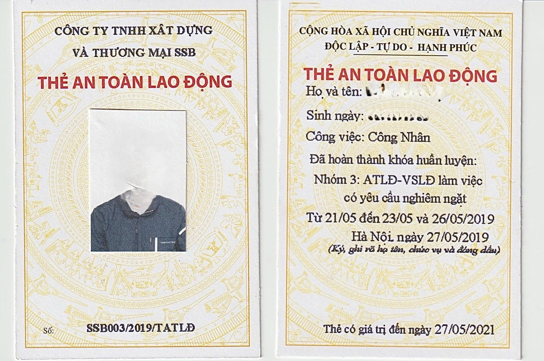 Mẫu thẻ an toàn lao động cho nhóm 3